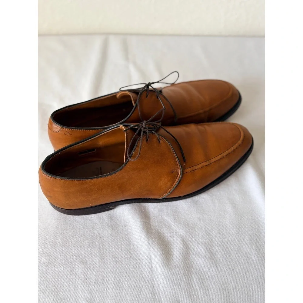 Allen Edmonds Slayton Derby Shoes 10.5 D Tan Good Split Toe Leather USA 9324